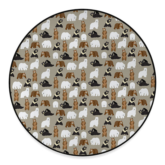 Cute Bear Pattern Print Round Floor Mat