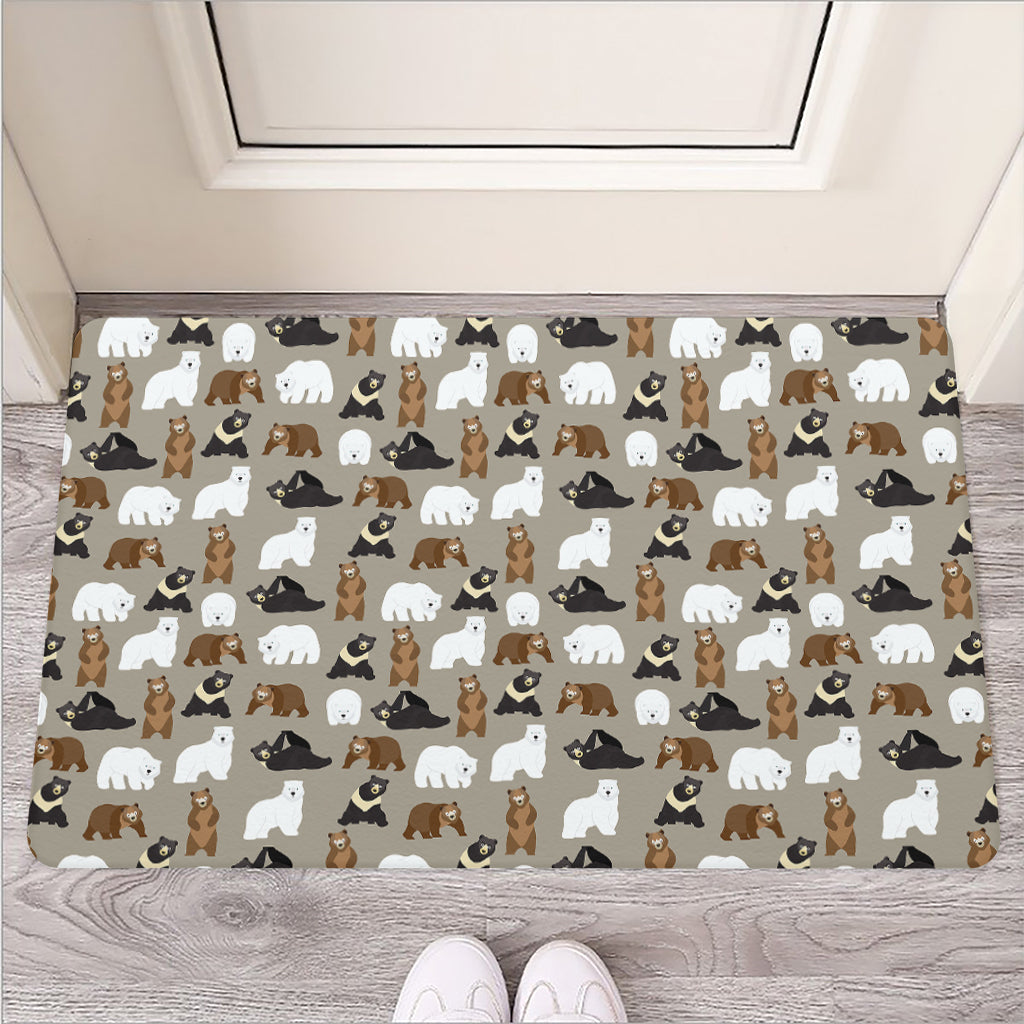 Cute Bear Pattern Print Rubber Doormat