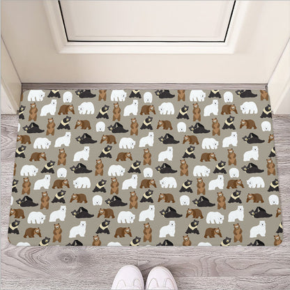 Cute Bear Pattern Print Rubber Doormat