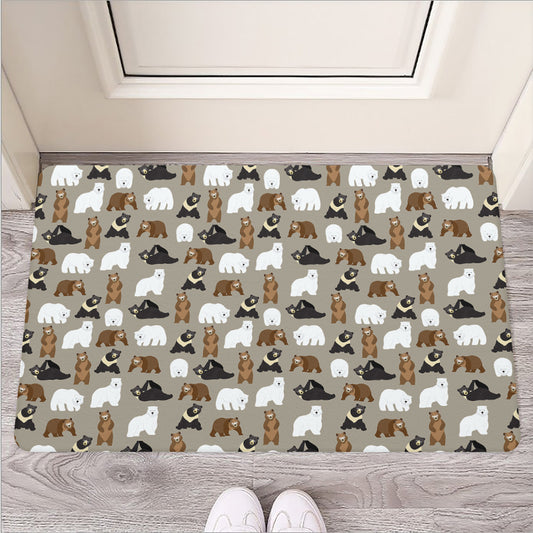 Cute Bear Pattern Print Rubber Doormat