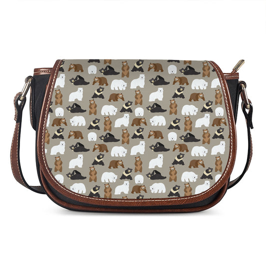 Cute Bear Pattern Print Saddle Bag