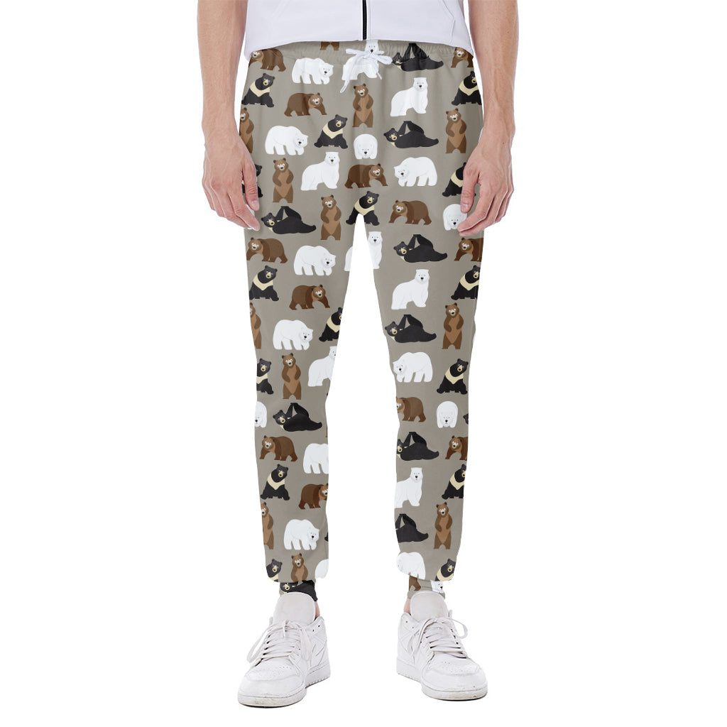 Cute Bear Pattern Print Scuba Joggers