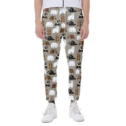 Cute Bear Pattern Print Scuba Joggers