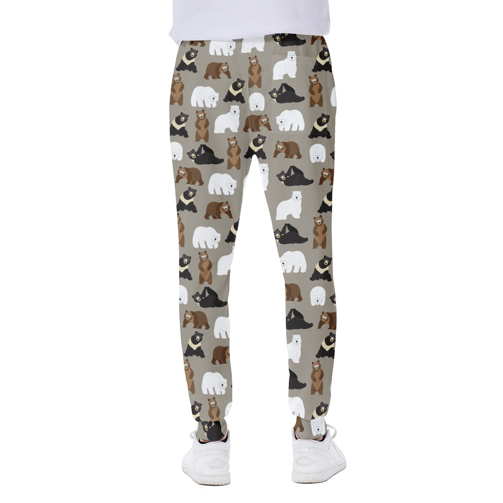 Cute Bear Pattern Print Scuba Joggers