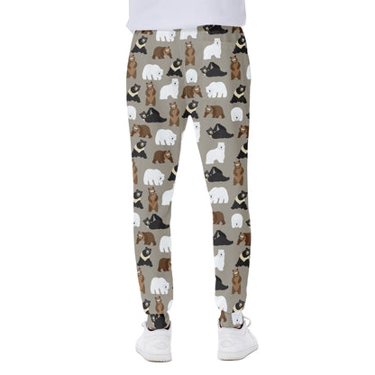 Cute Bear Pattern Print Scuba Joggers