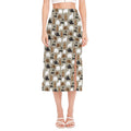Cute Bear Pattern Print Side Slit Midi Skirt