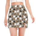 Cute Bear Pattern Print Side Slit Mini Skirt