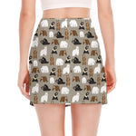 Cute Bear Pattern Print Side Slit Mini Skirt