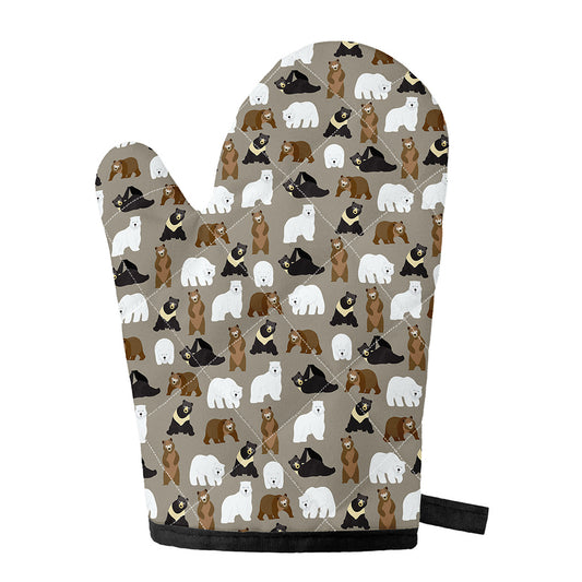Cute Bear Pattern Print Single Oven Mitt