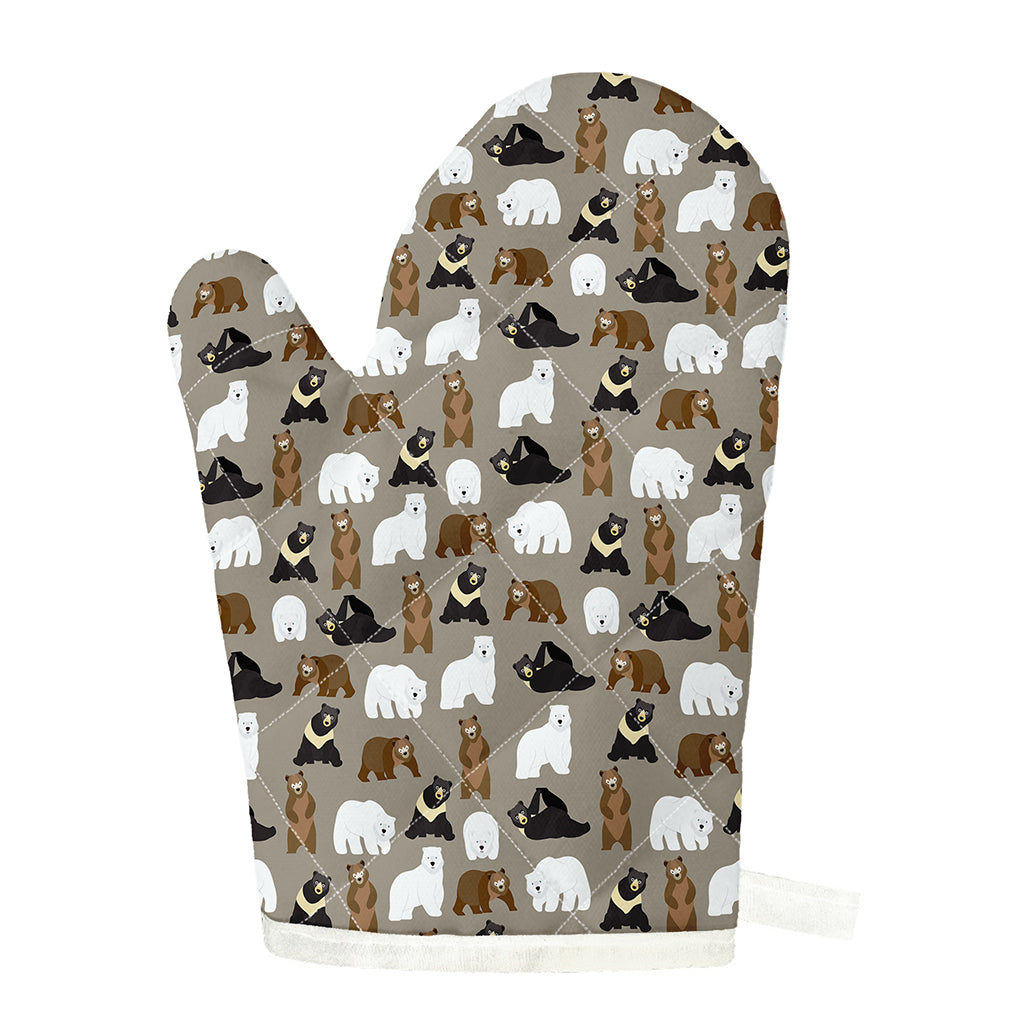 Cute Bear Pattern Print Single Oven Mitt