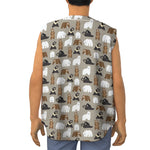 Cute Bear Pattern Print Sleeveless Baseball Jersey