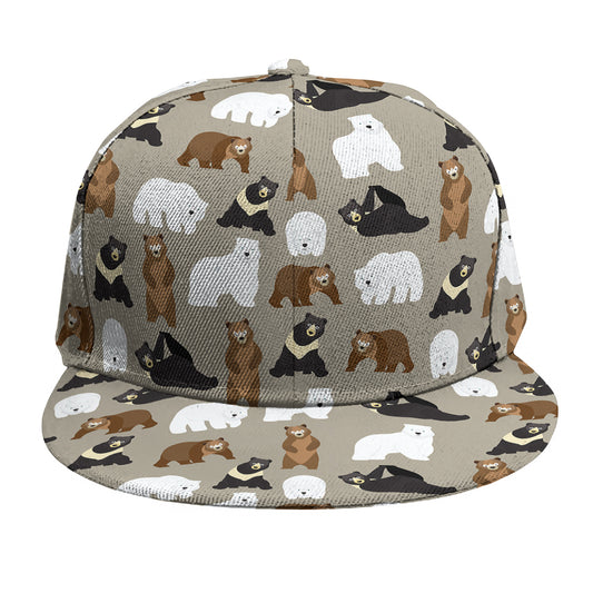 Cute Bear Pattern Print Snapback Cap
