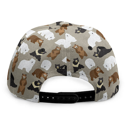 Cute Bear Pattern Print Snapback Cap