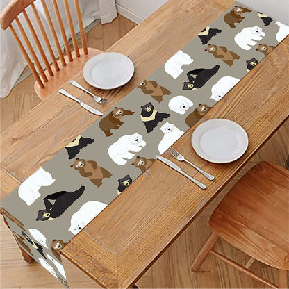 Cute Bear Pattern Print Table Runner