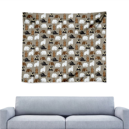 Cute Bear Pattern Print Tapestry