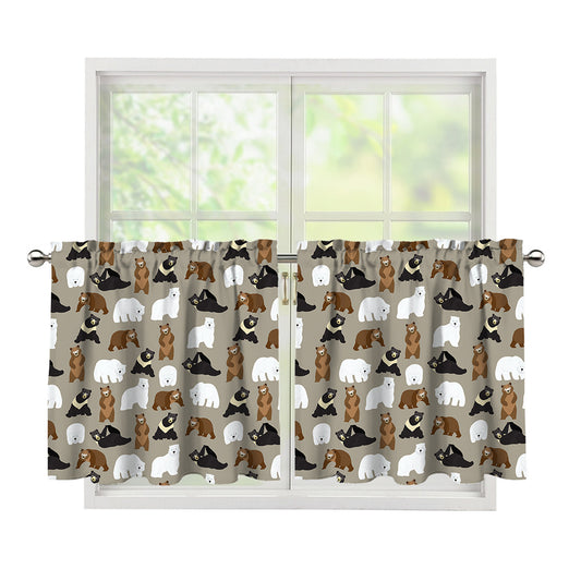 Cute Bear Pattern Print Tier Curtains