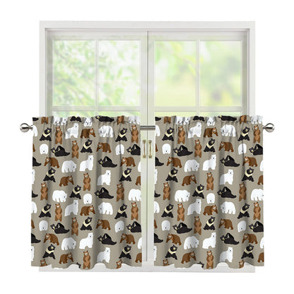 Cute Bear Pattern Print Tier Curtains