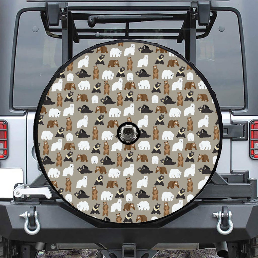 Cute Bear Pattern Print Tire Cover With Camera Hole