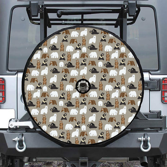 Cute Bear Pattern Print Tire Cover With Camera Hole