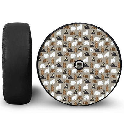 Cute Bear Pattern Print Tire Cover With Camera Hole