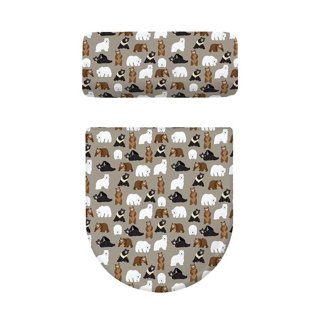 Cute Bear Pattern Print Toilet Lid And Tank Cover Set