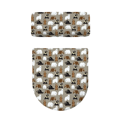 Cute Bear Pattern Print Toilet Lid And Tank Cover Set