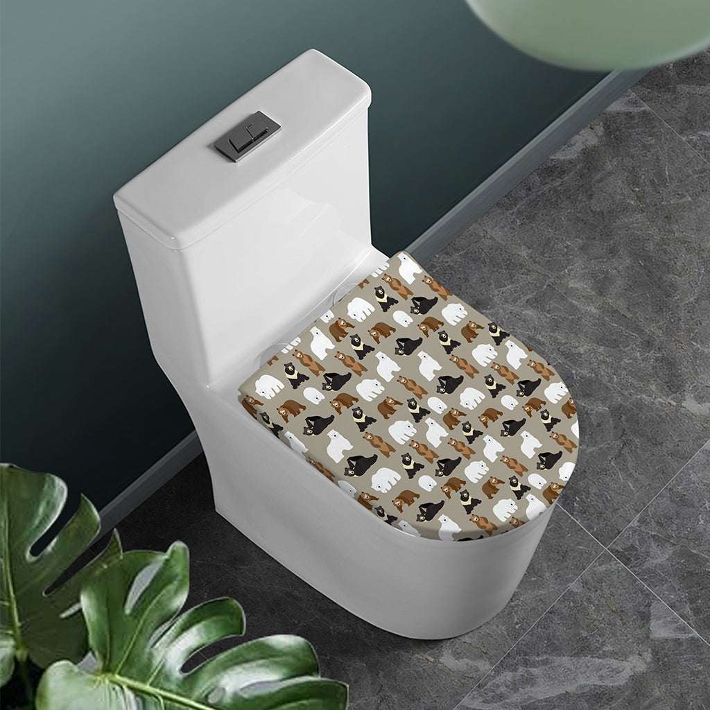 Cute Bear Pattern Print Toilet Lid Cover
