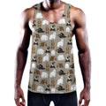 Cute Bear Pattern Print Men's Workout Tank Top