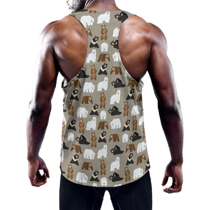 Cute Bear Pattern Print Training Tank Top