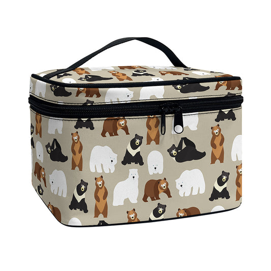 Cute Bear Pattern Print Travel Makeup Bag