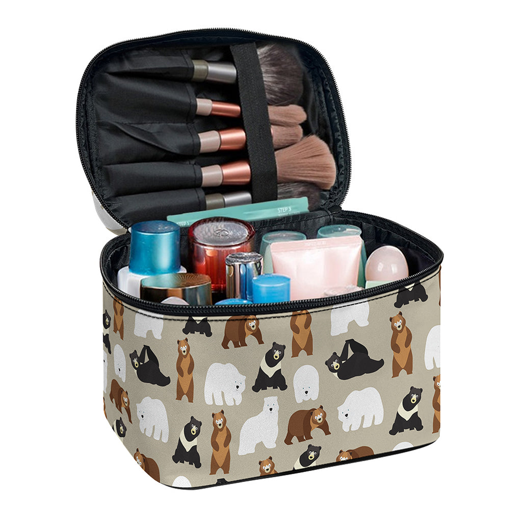 Cute Bear Pattern Print Travel Makeup Bag