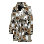 Cute Bear Pattern Print Women's Bathrobe