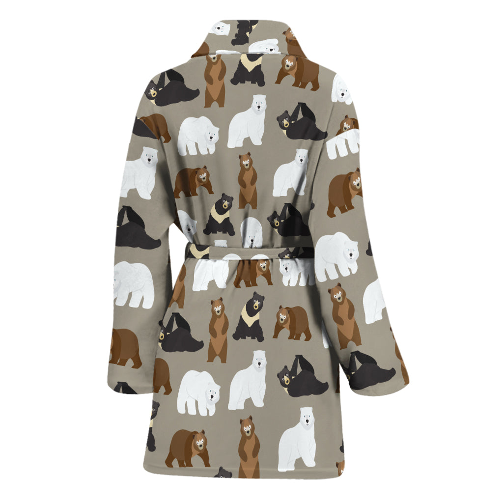 Cute Bear Pattern Print Women's Bathrobe