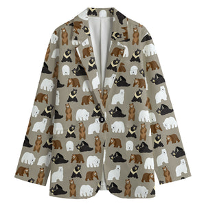 Cute Bear Pattern Print Women's Blazer