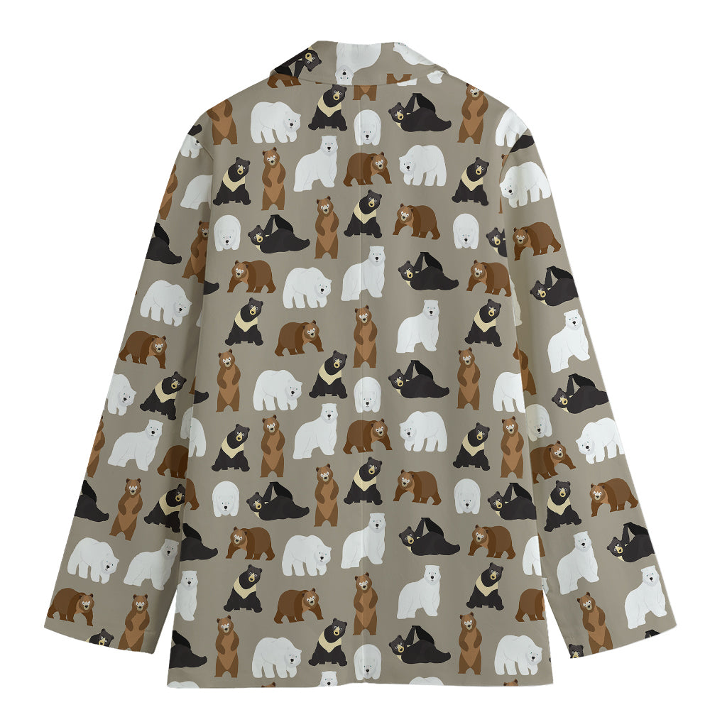 Cute Bear Pattern Print Women's Blazer