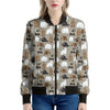 Cute Bear Pattern Print Women's Bomber Jacket