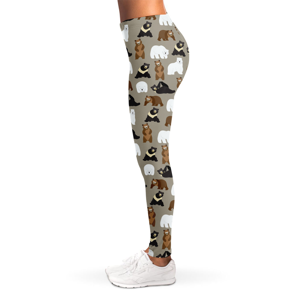 Cute Bear Pattern Print Women's Leggings