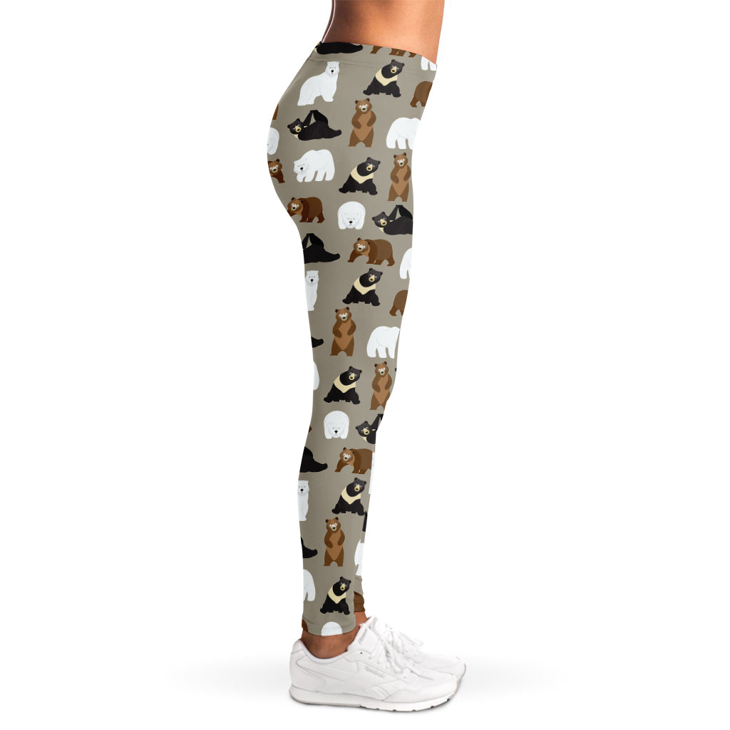Cute Bear Pattern Print Women's Leggings