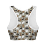Cute Bear Pattern Print Women's Sports Bra