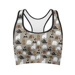 Cute Bear Pattern Print Women's Sports Bra