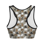 Cute Bear Pattern Print Women's Sports Bra