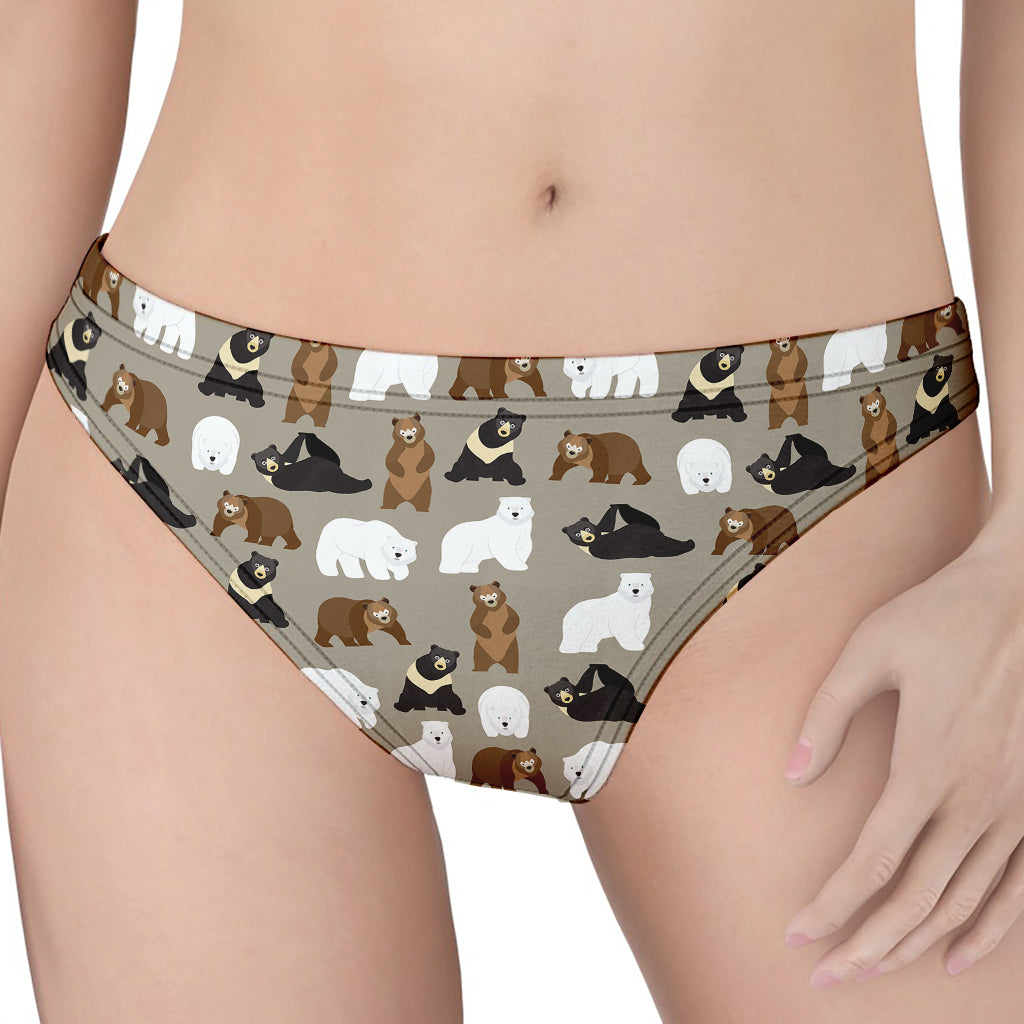 Cute Bear Pattern Print Women's Thong