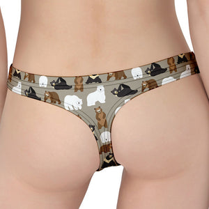 Cute Bear Pattern Print Women's Thong