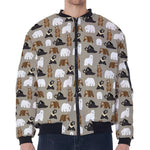 Cute Bear Pattern Print Zip Sleeve Bomber Jacket