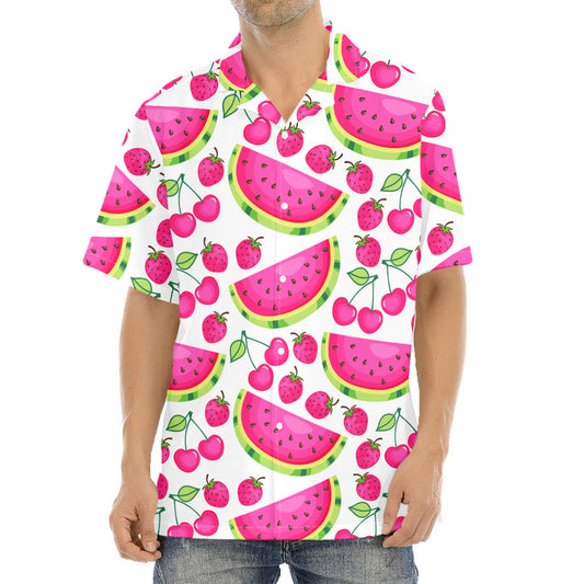 Cute Berry Watermelon Pattern Print Aloha Shirt