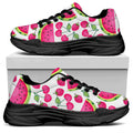 Cute Berry Watermelon Pattern Print Black Chunky Shoes