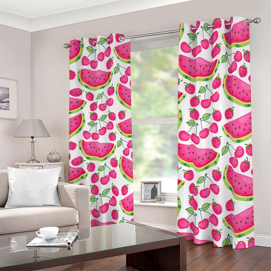 Cute Berry Watermelon Pattern Print Blackout Grommet Curtains
