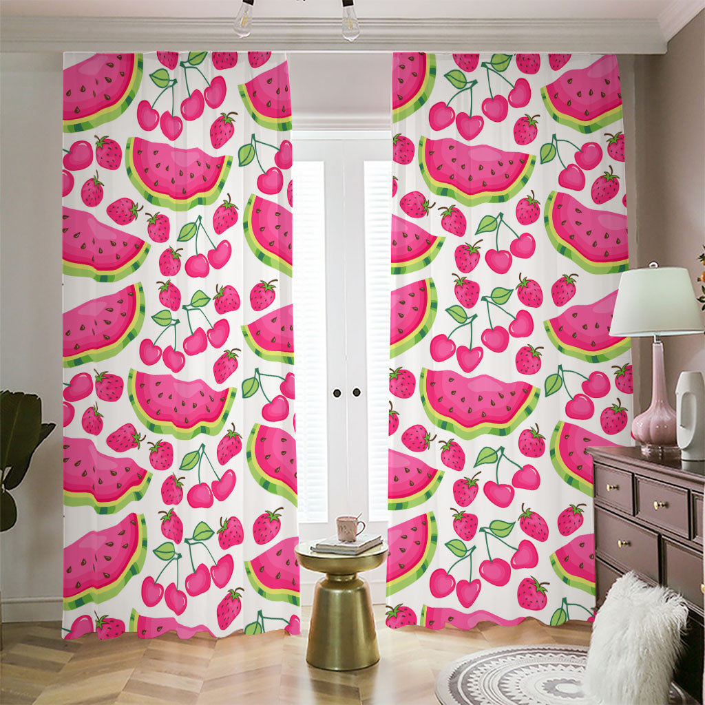 Cute Berry Watermelon Pattern Print Blackout Pencil Pleat Curtains