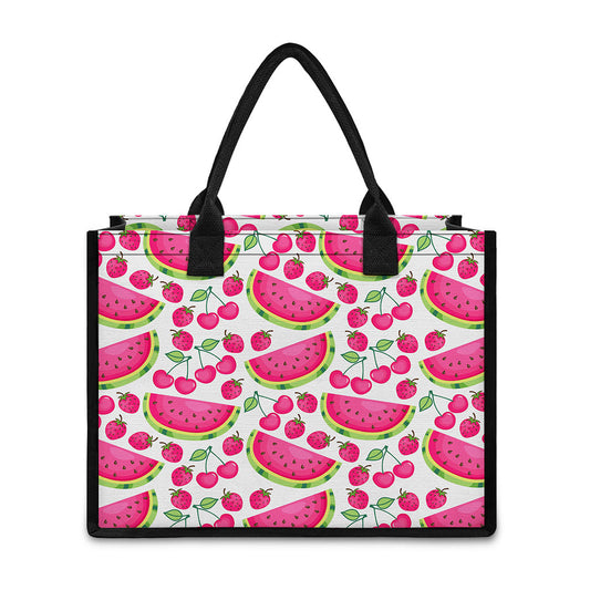 Cute Berry Watermelon Pattern Print Canvas Tote Bag