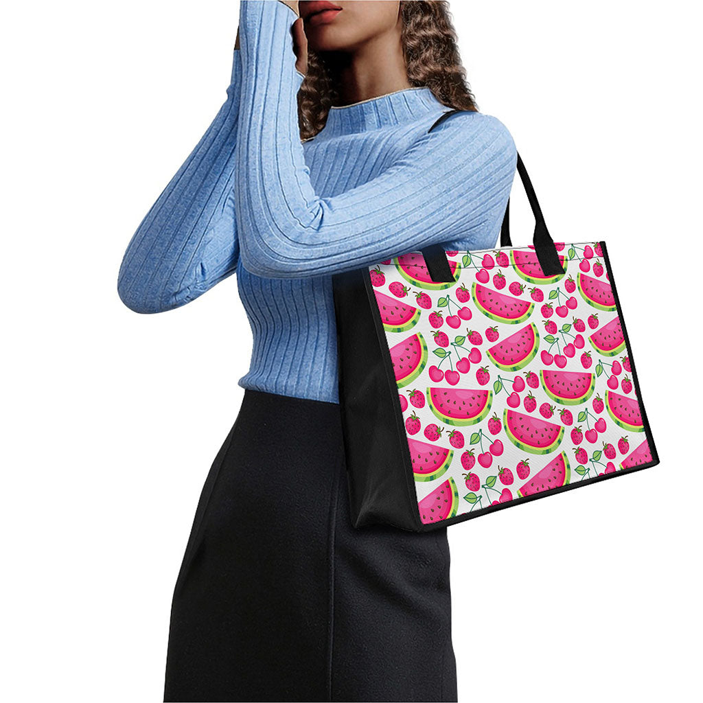 Cute Berry Watermelon Pattern Print Canvas Tote Bag